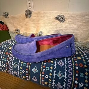 UGG Blue Suede Leather Slip in Loafers Flats Size W 6.5